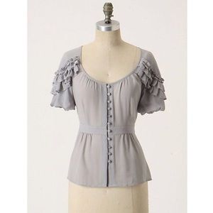 Anthropologie Floreat Tidal Ruffles Silk Blouse 4